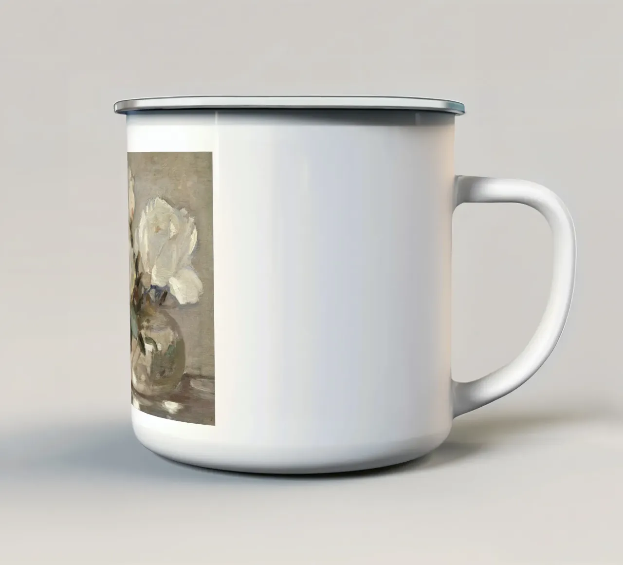 White Roses in a Vase tazza in smalto da apoloprints