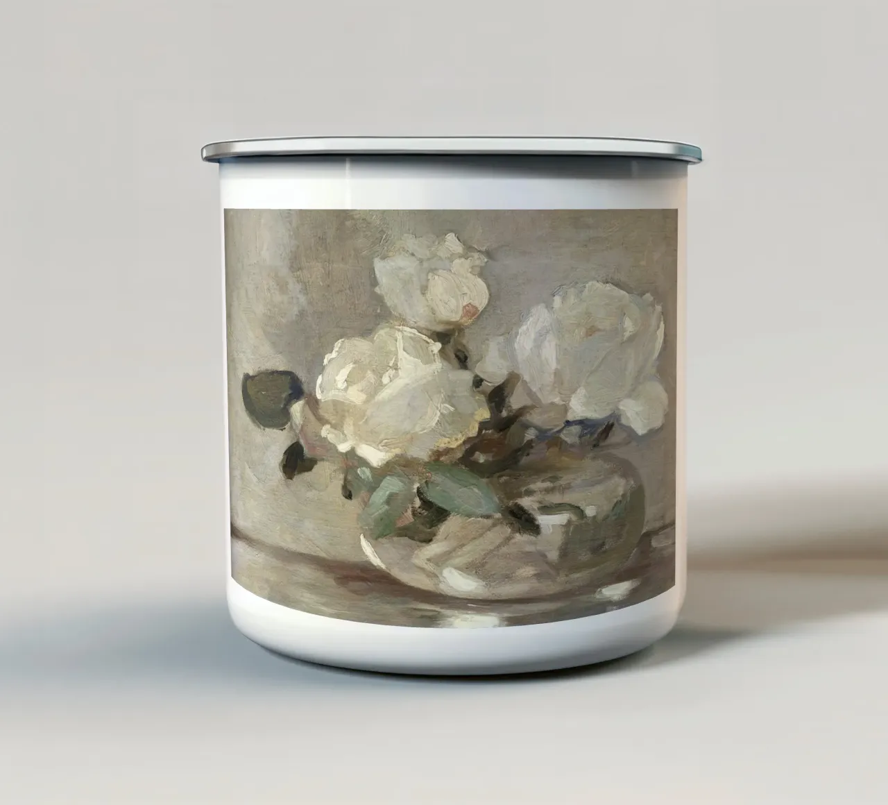 White Roses in a Vase tazza in smalto da apoloprints