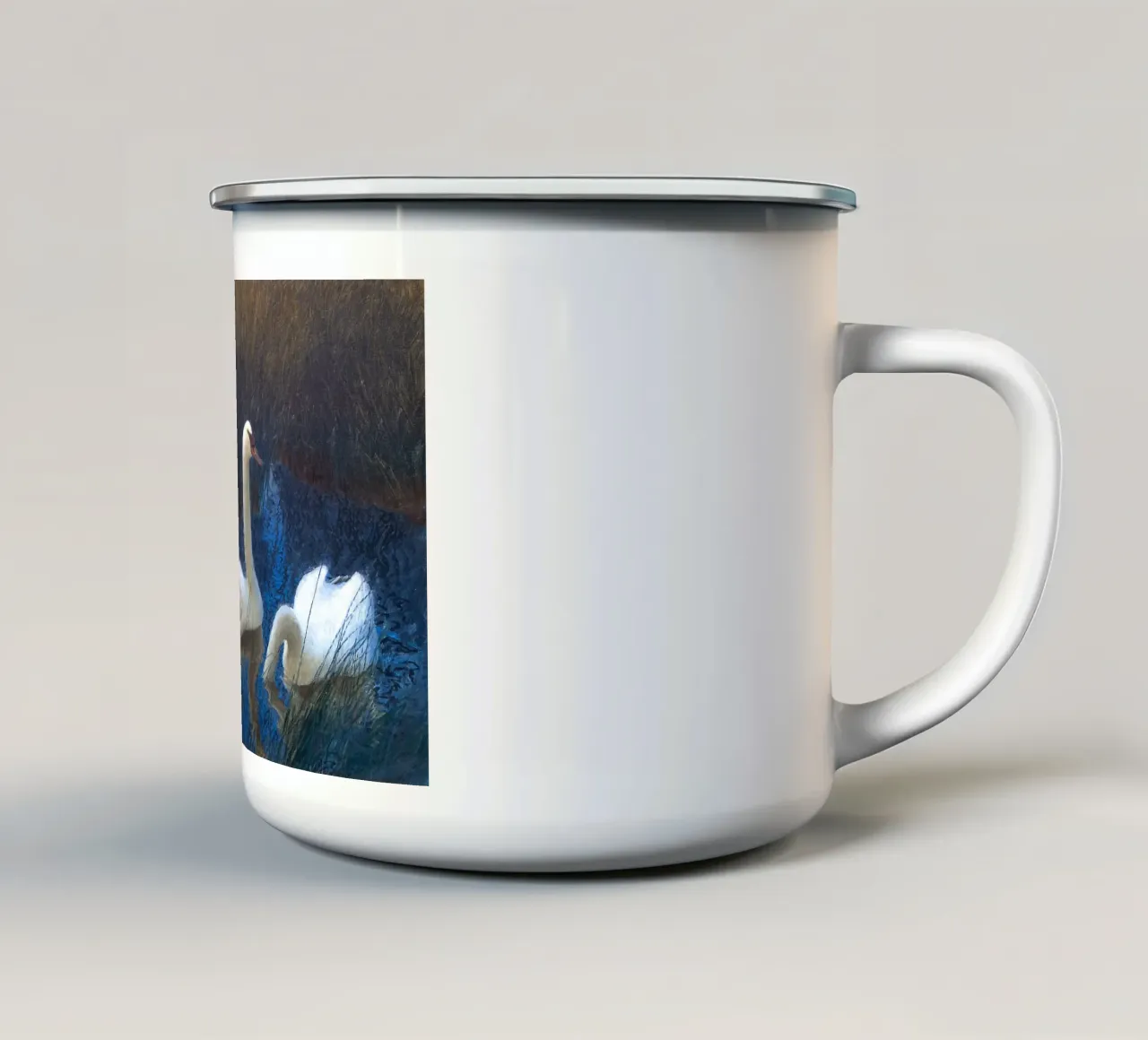 White swans tazza in smalto da apoloprints