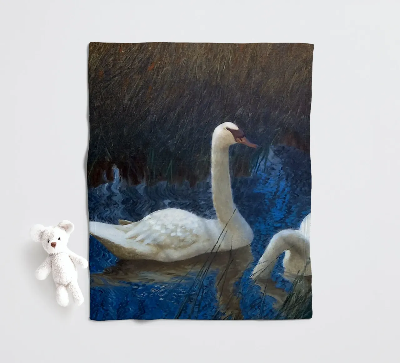 White swans fleece blanket by apoloprints