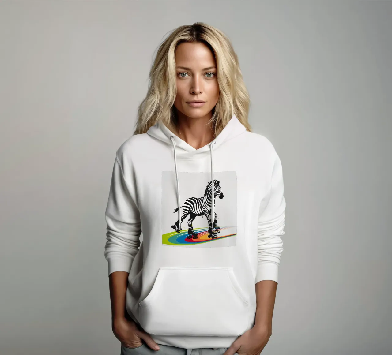 Zebra con pattini a rotelle in stile stencil felpa con cappuccio da namosh