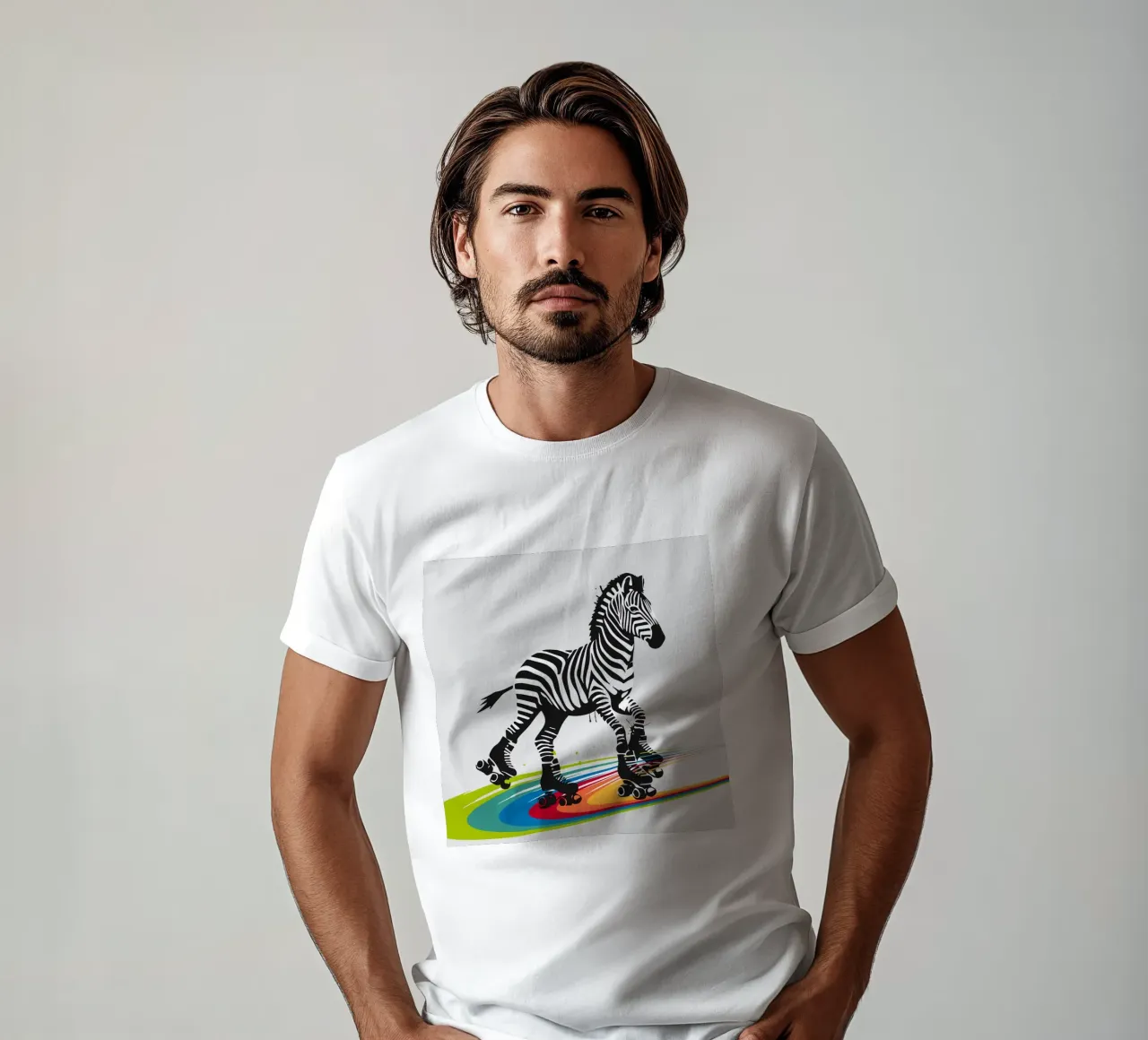 Zebra con pattini a rotelle in stile stencil t-shirt da namosh