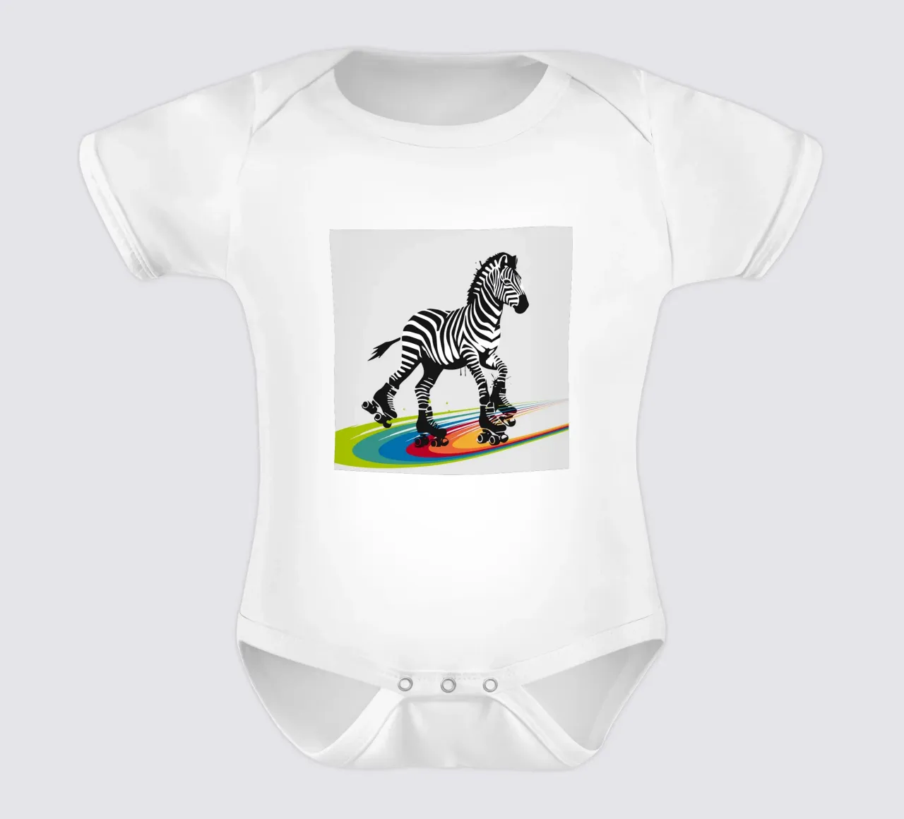 Rolschaats zebra in sjabloonstijl babyrompertje korte mouwen van namosh