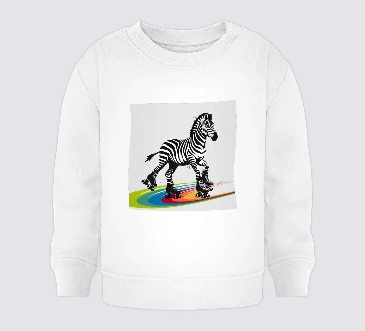 Zebra con pattini a rotelle in stile stencil felpa neonato da namosh