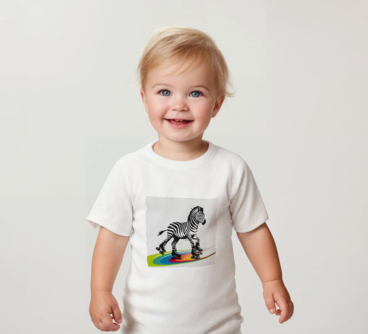 Zebra con pattini a rotelle in stile stencil maglietta neonato da namosh