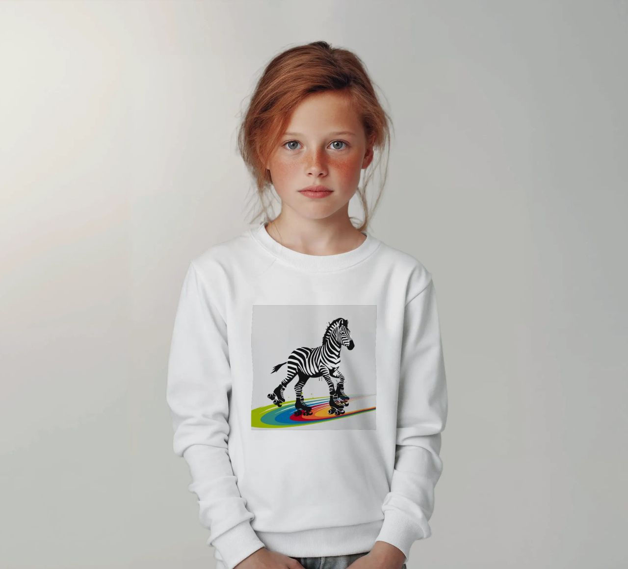 Zebra con pattini a rotelle in stile stencil felpa bambino da namosh