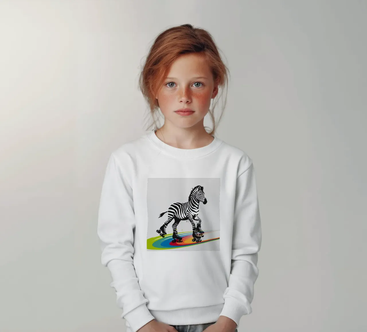 Zebra con pattini a rotelle in stile stencil felpa bambino da namosh