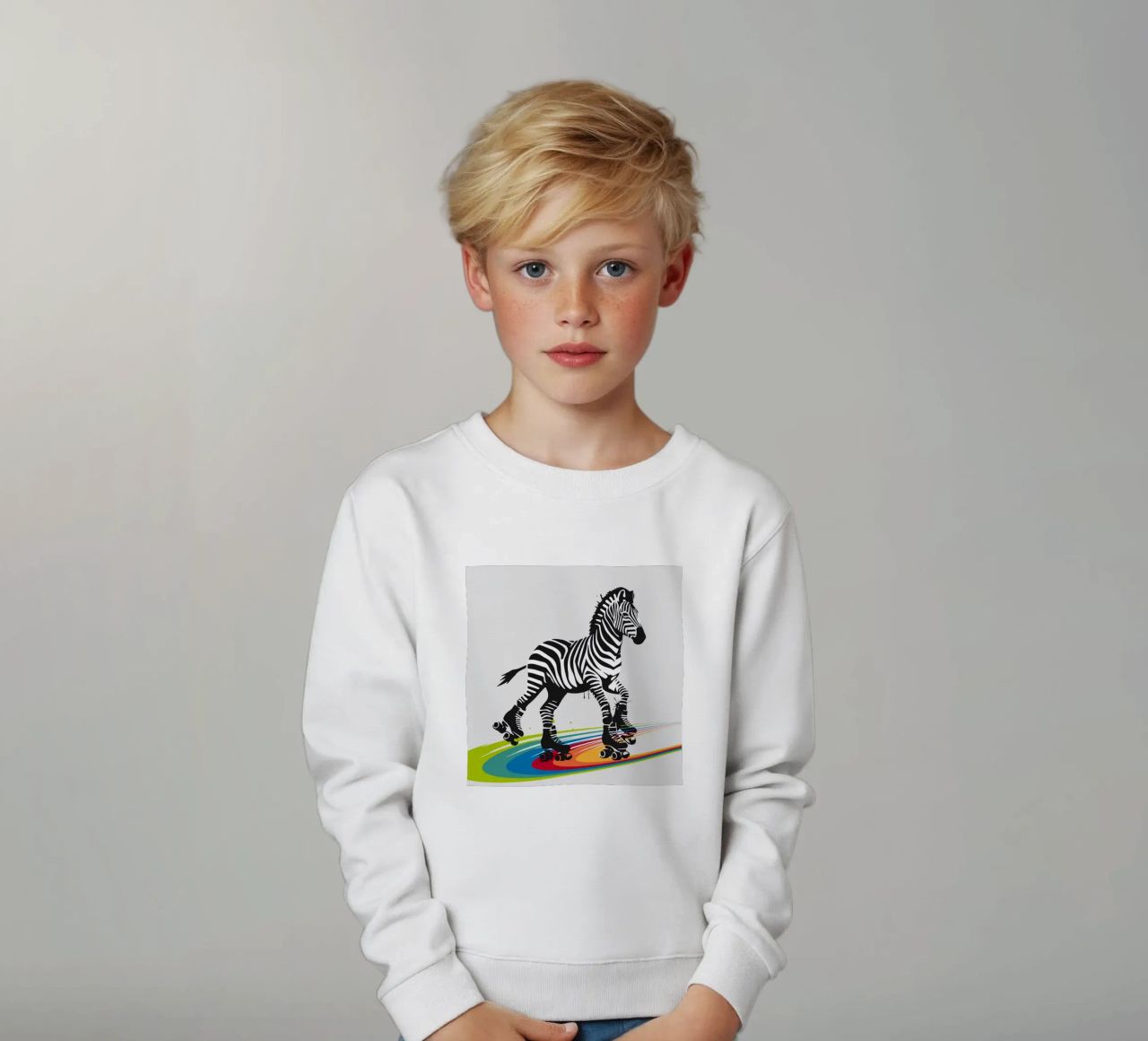 Zebra con pattini a rotelle in stile stencil felpa bambino da namosh
