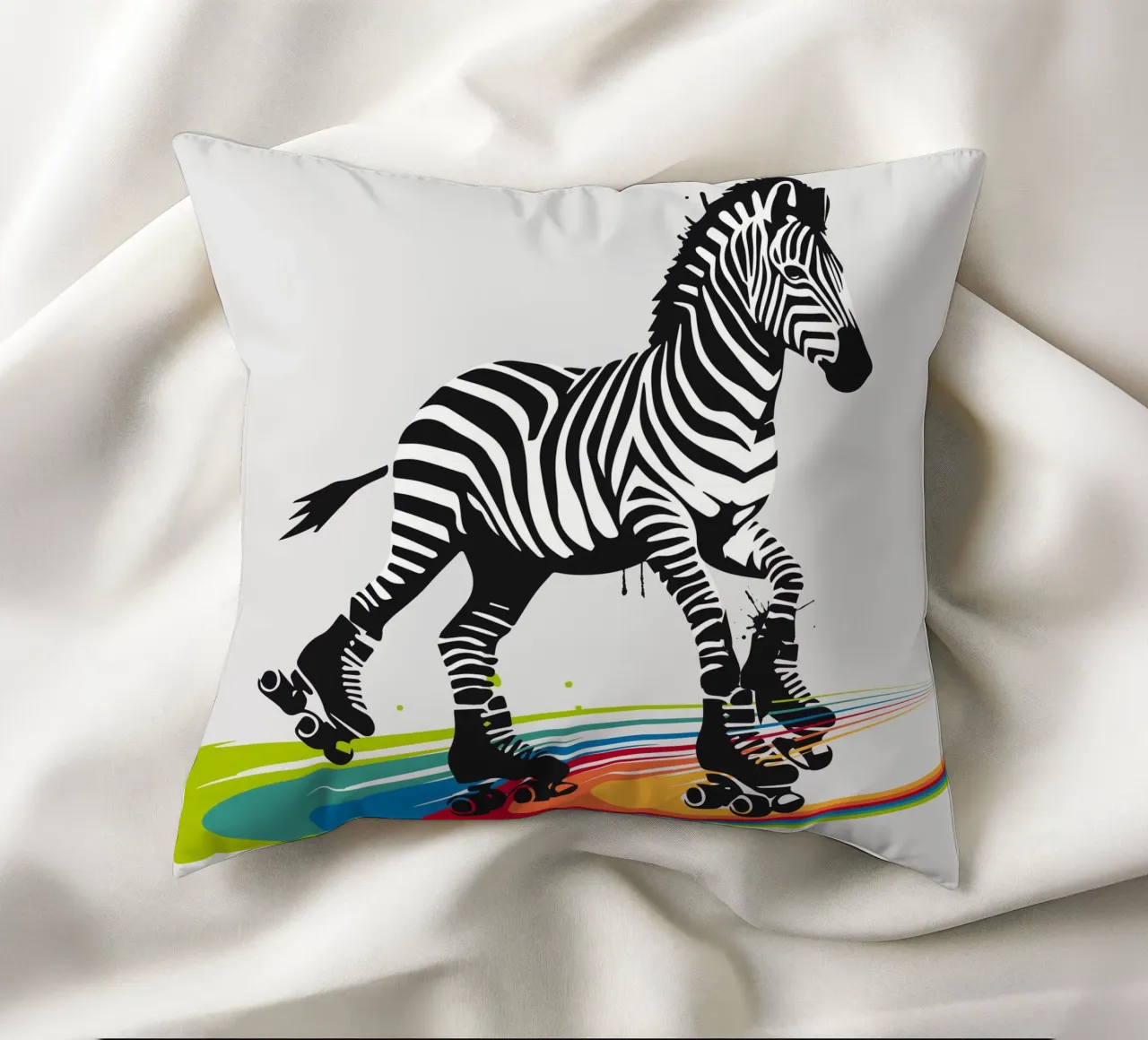 Zebra con pattini a rotelle in stile stencil cuscino da namosh
