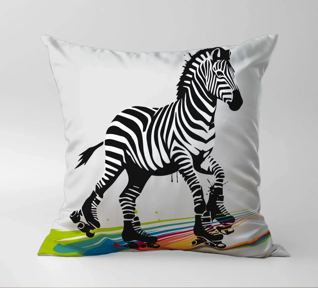 Zebra con pattini a rotelle in stile stencil cuscino da namosh