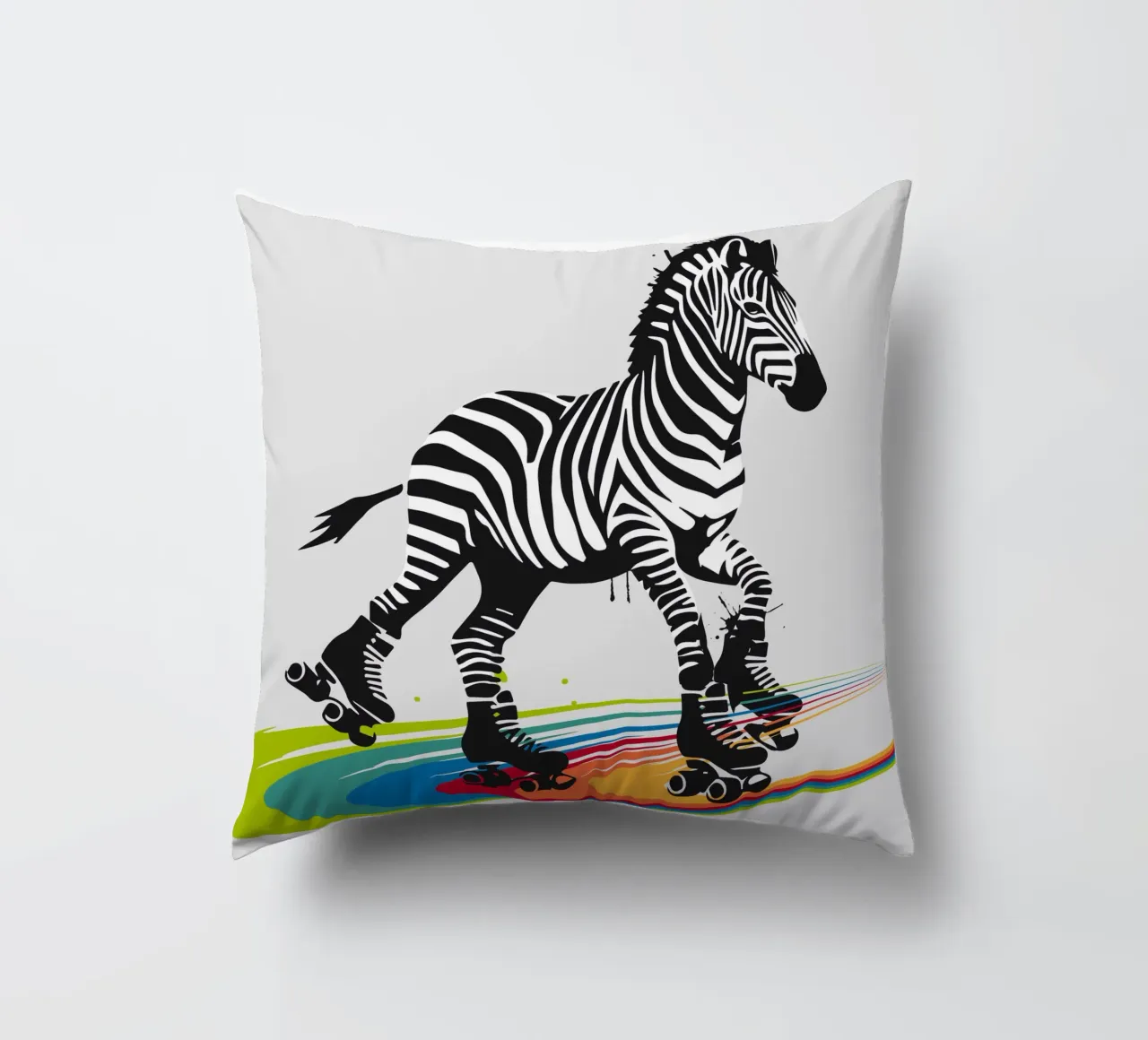 Zebra con pattini a rotelle in stile stencil cuscino da namosh