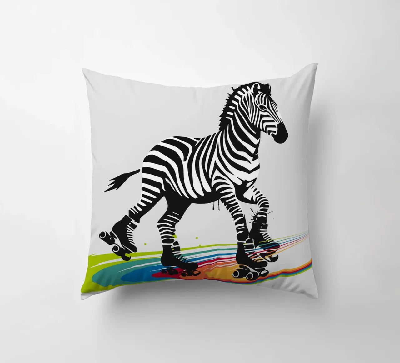 Zebra con pattini a rotelle in stile stencil cuscino da namosh