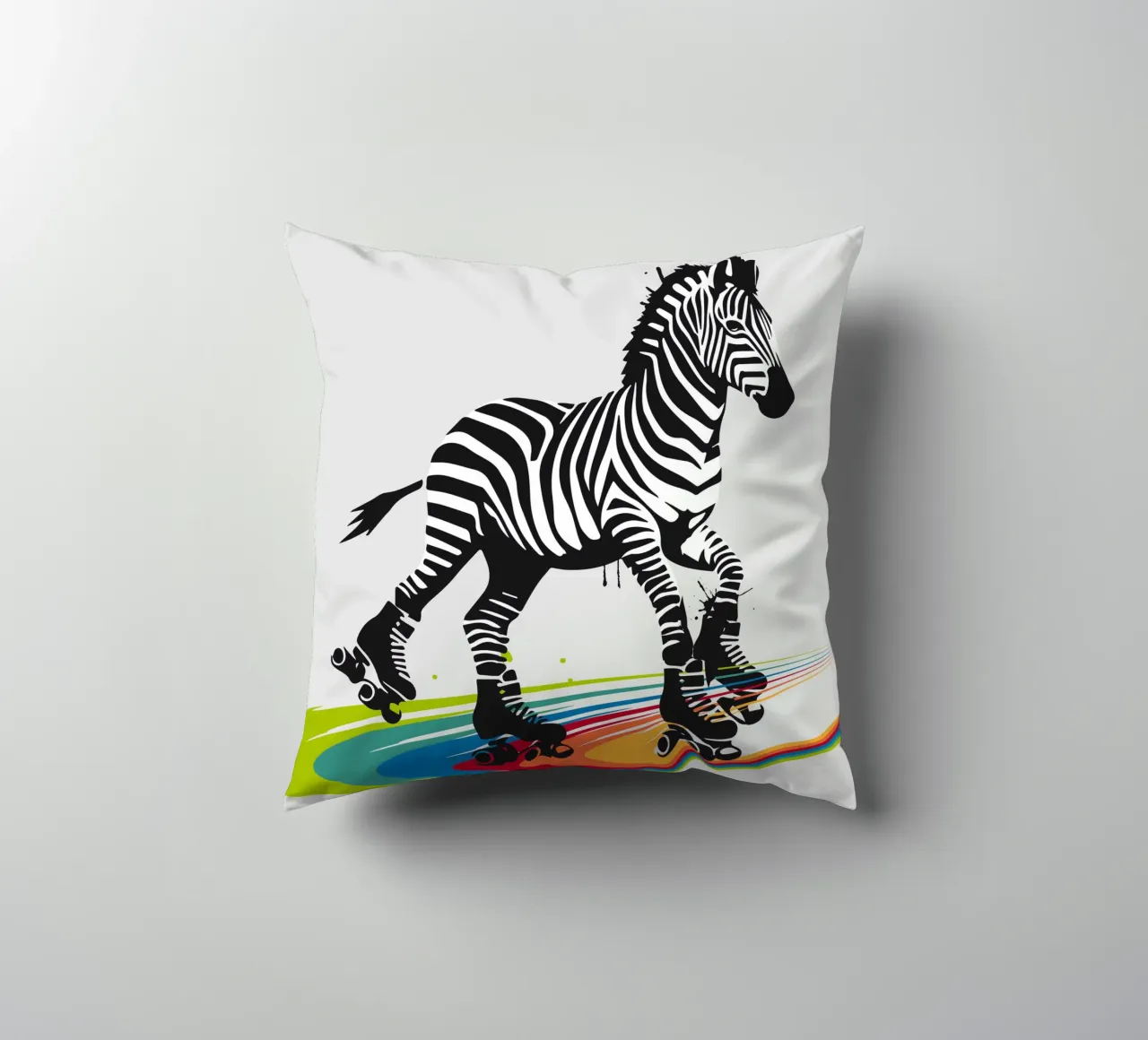 Zebra con pattini a rotelle in stile stencil cuscino da namosh