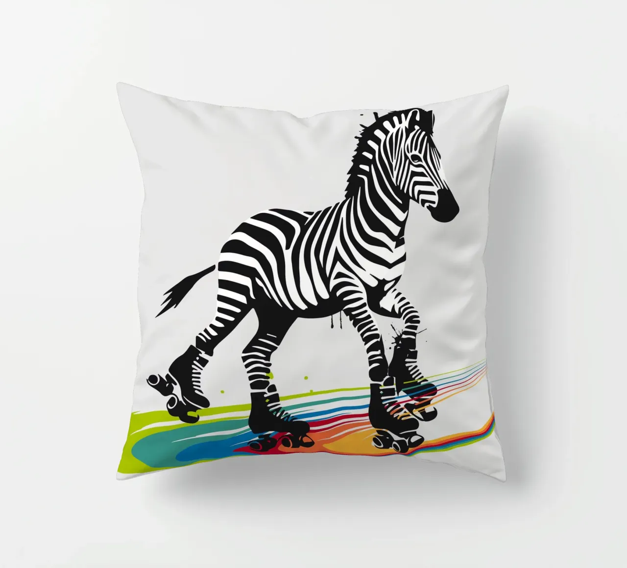 Zebra con pattini a rotelle in stile stencil cuscino da namosh