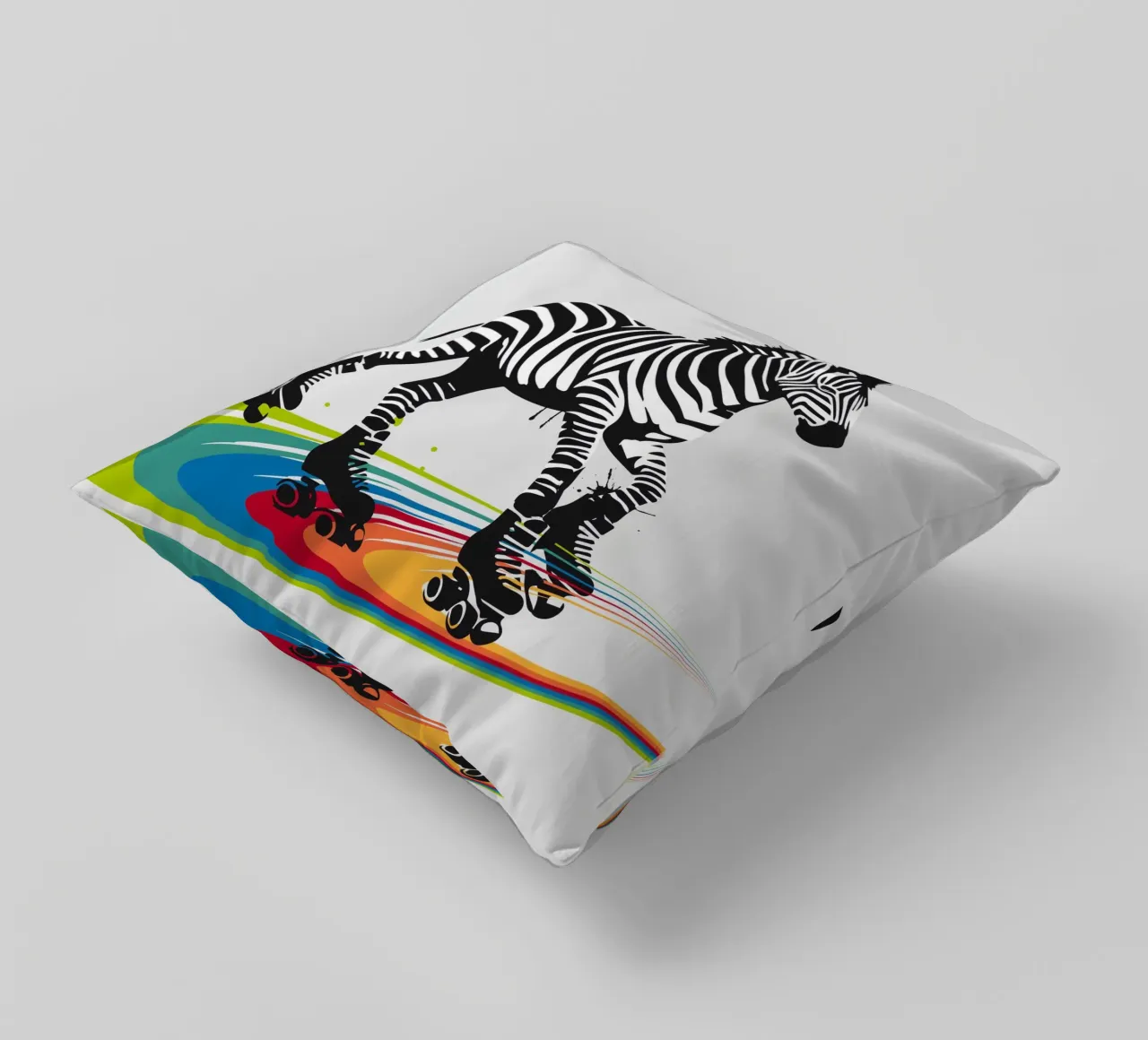 Zebra con pattini a rotelle in stile stencil cuscino da namosh