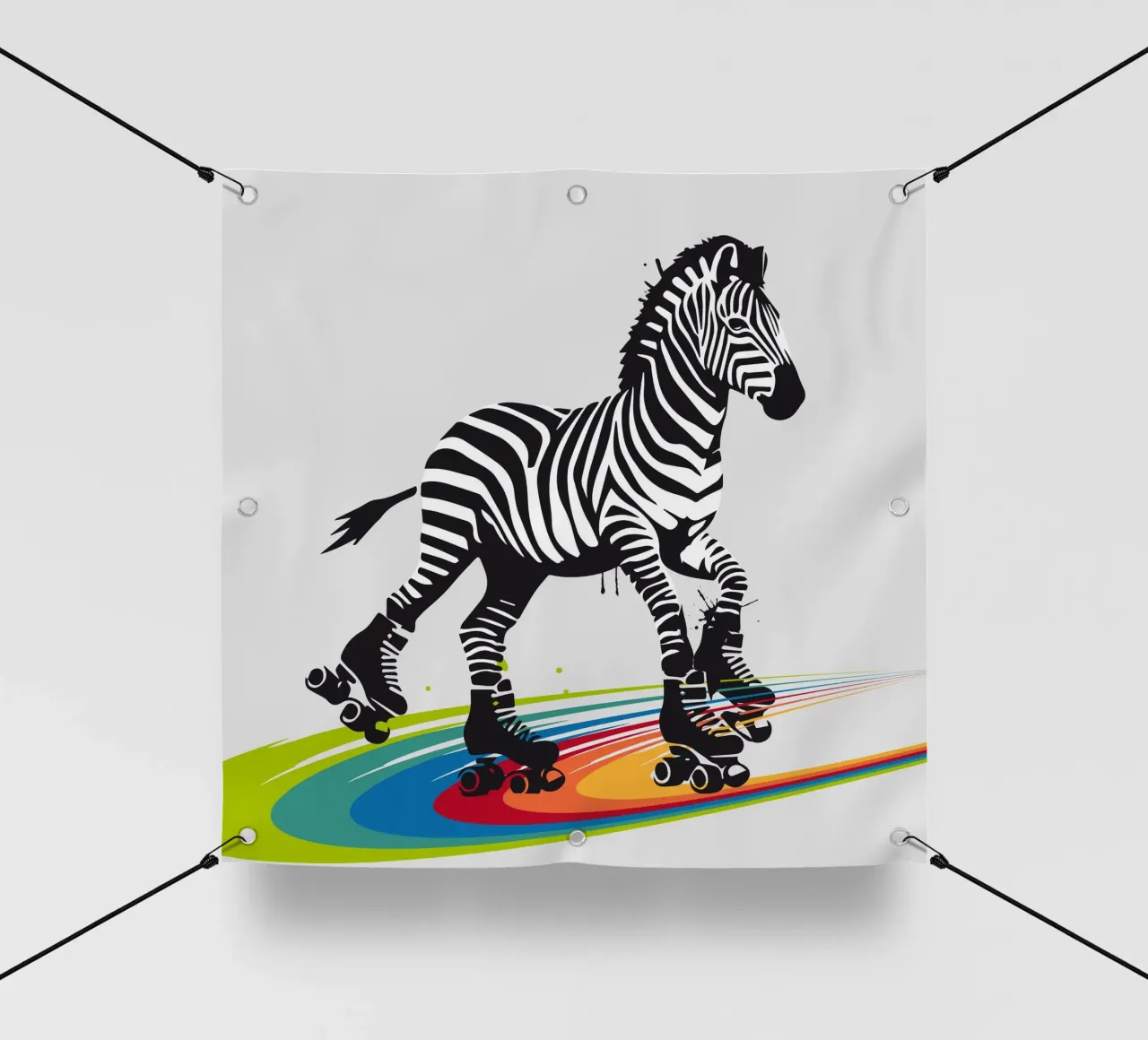 Zebra con pattini a rotelle in stile stencil telo in pvc da namosh