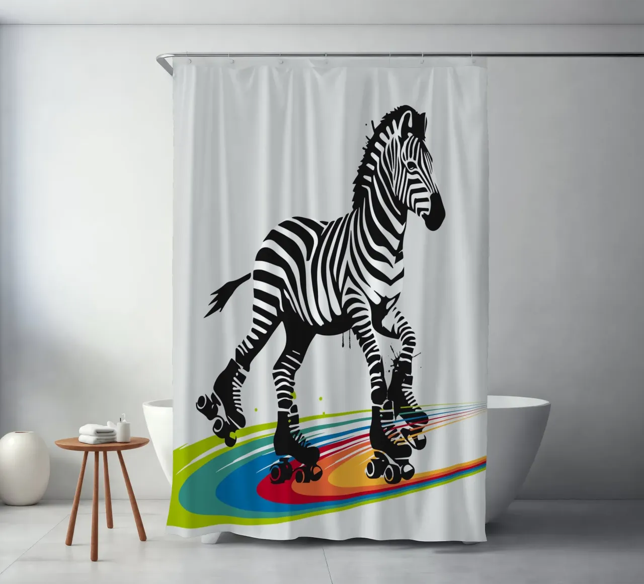 Zebra con pattini a rotelle in stile stencil tenda da doccia da namosh