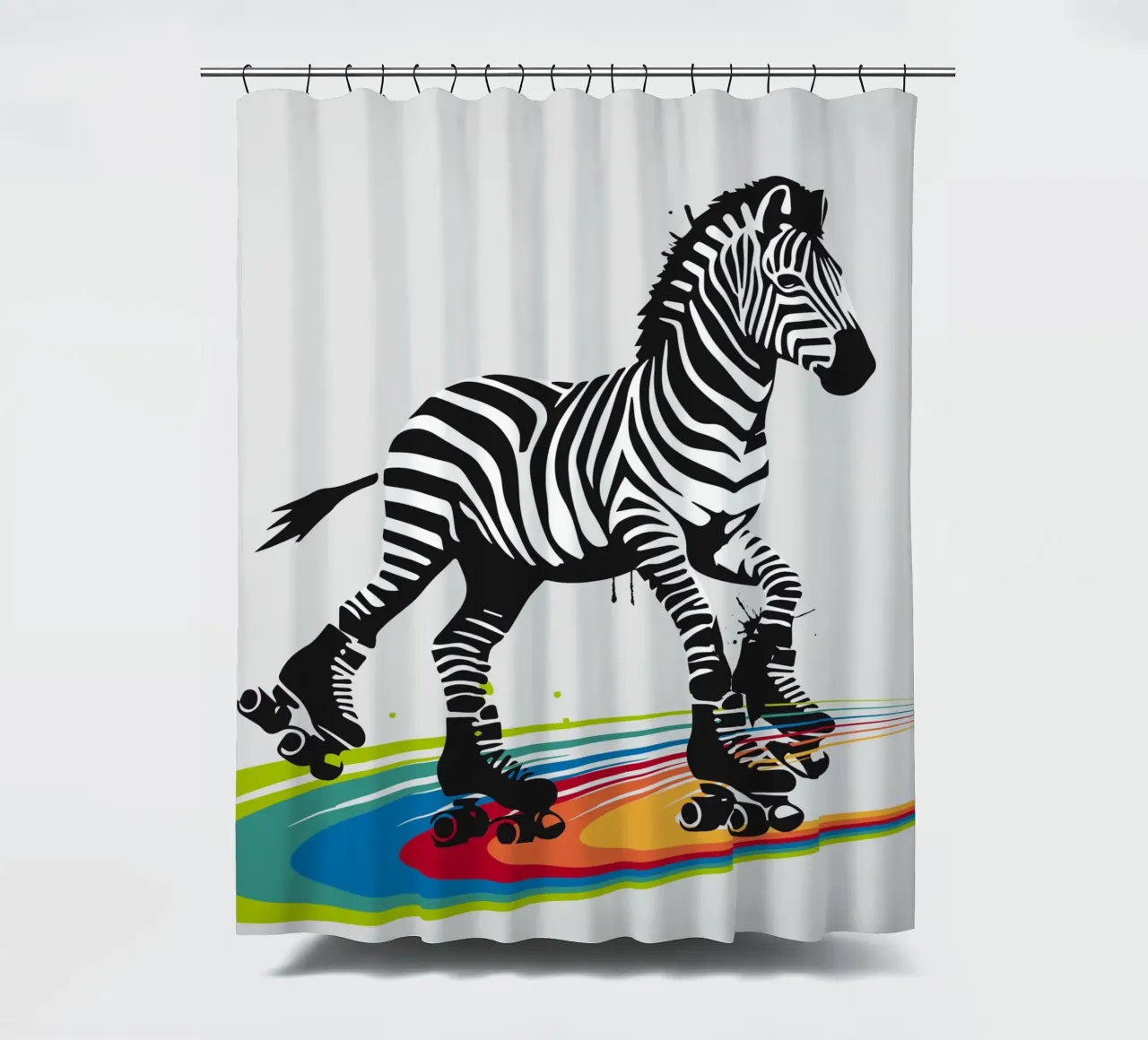 Zebra con pattini a rotelle in stile stencil tenda da doccia da namosh