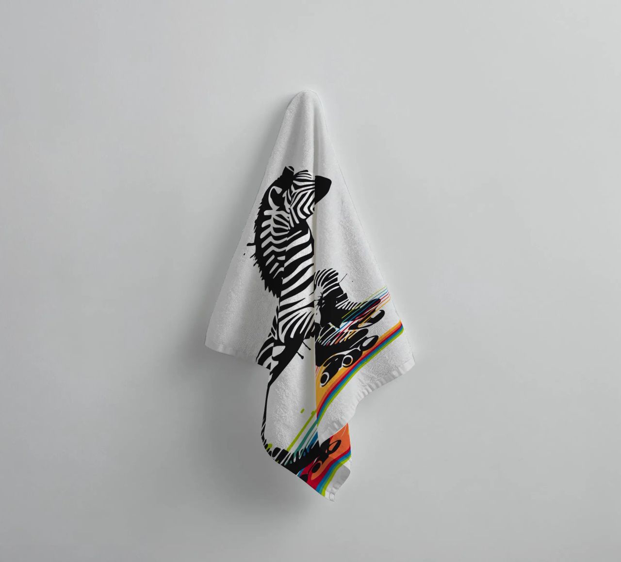 Zebra con pattini a rotelle in stile stencil asciugamano da bagno da namosh