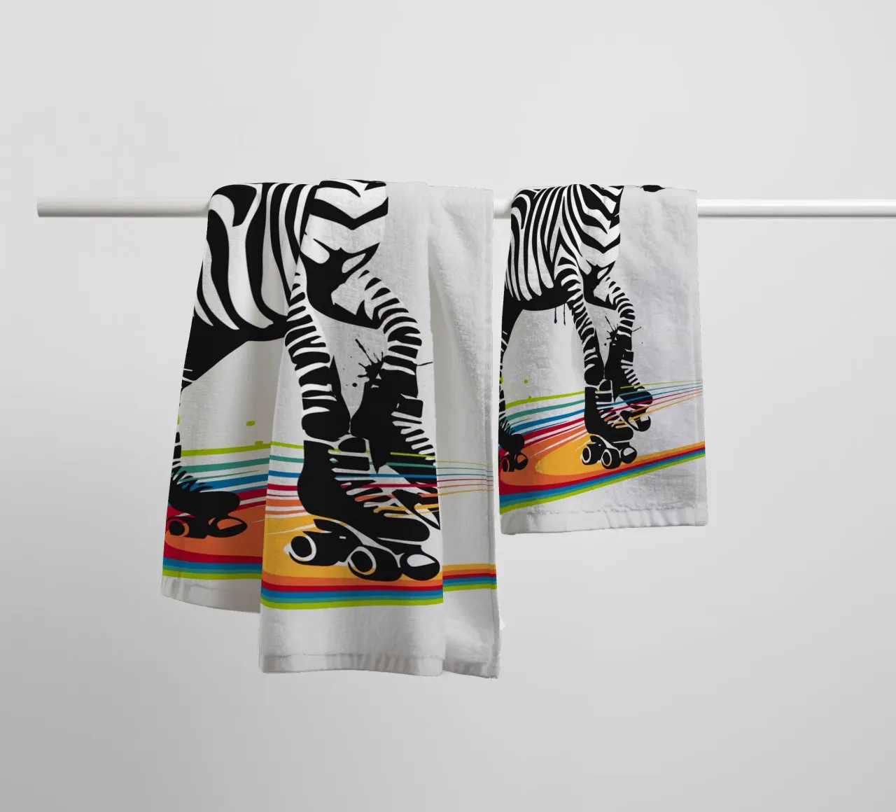 Zebra con pattini a rotelle in stile stencil asciugamano da bagno da namosh