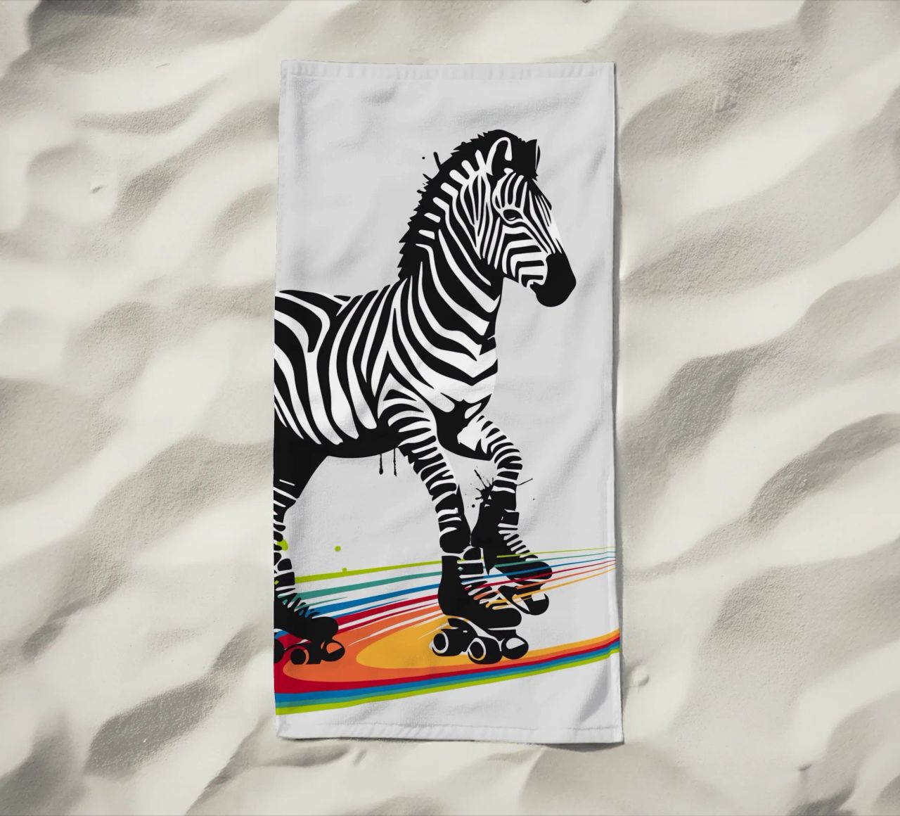 Zebra con pattini a rotelle in stile stencil telo mare da namosh