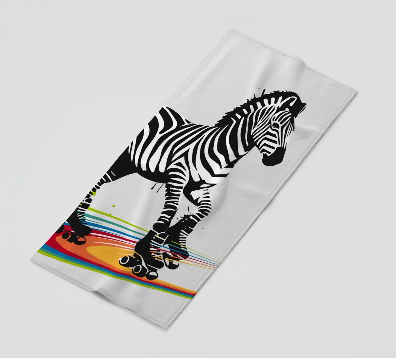 Zebra con pattini a rotelle in stile stencil telo mare da namosh