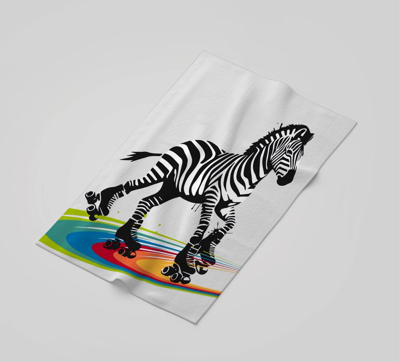 Zebra con pattini a rotelle in stile stencil telo mare da namosh