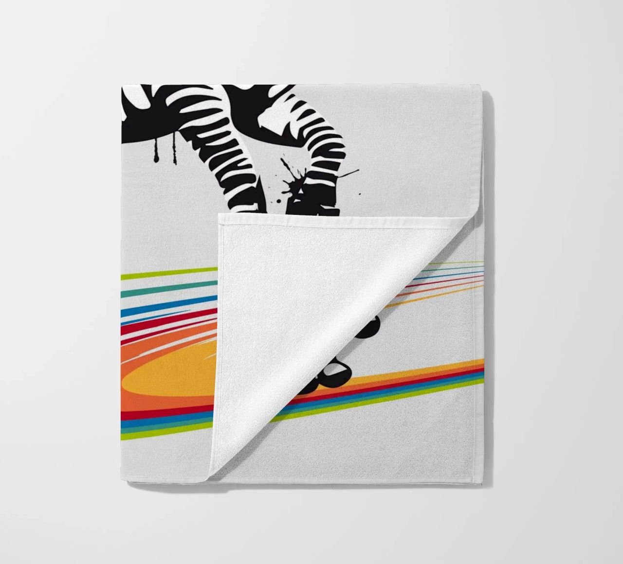 Zebra con pattini a rotelle in stile stencil telo mare da namosh