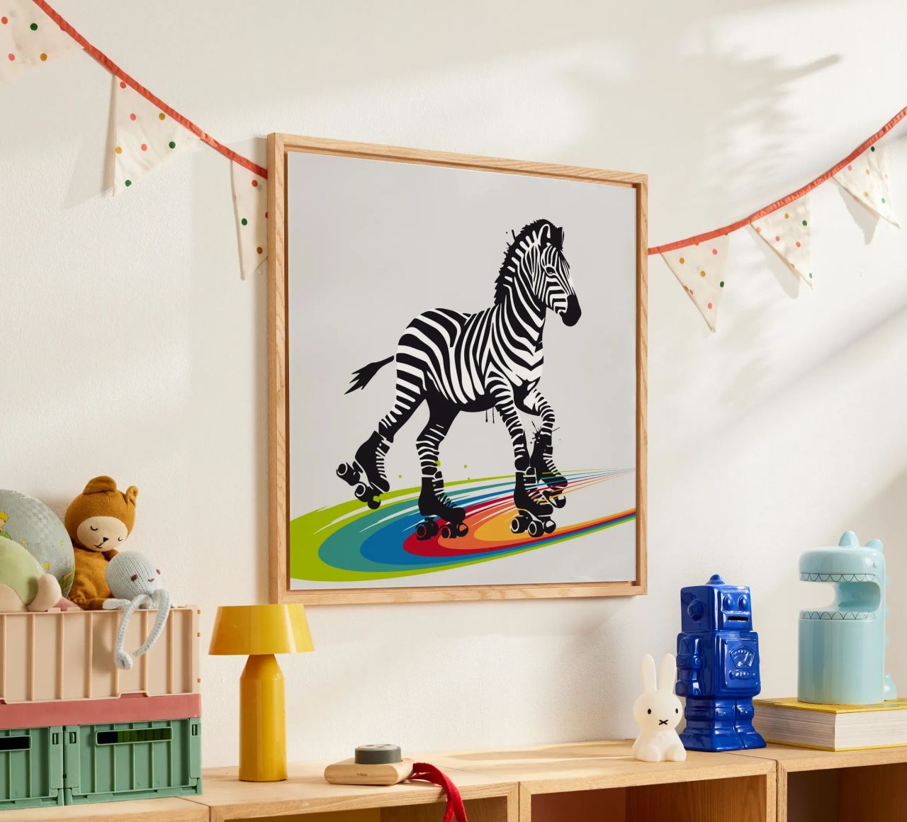 Zebra con pattini a rotelle in stile stencil plexiglass da namosh