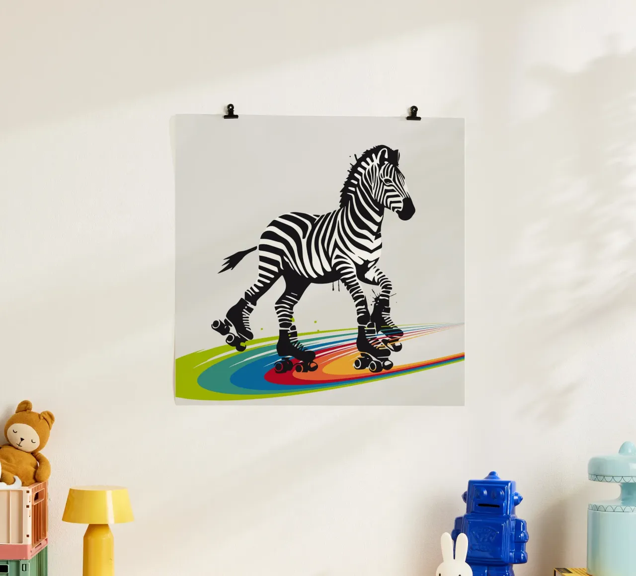 Zebra con pattini a rotelle in stile stencil poster da namosh