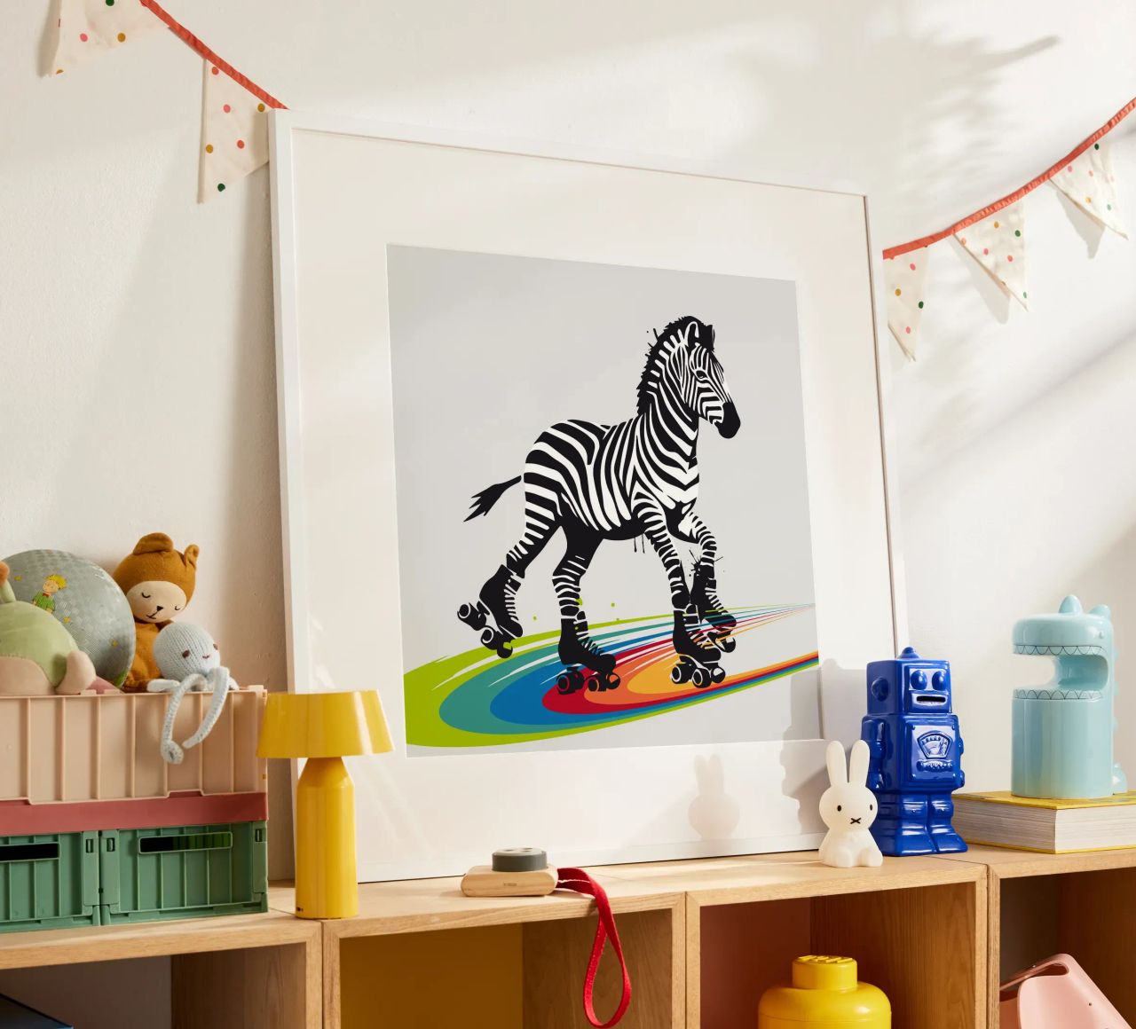Zebra con pattini a rotelle in stile stencil carta hahnemühle da namosh