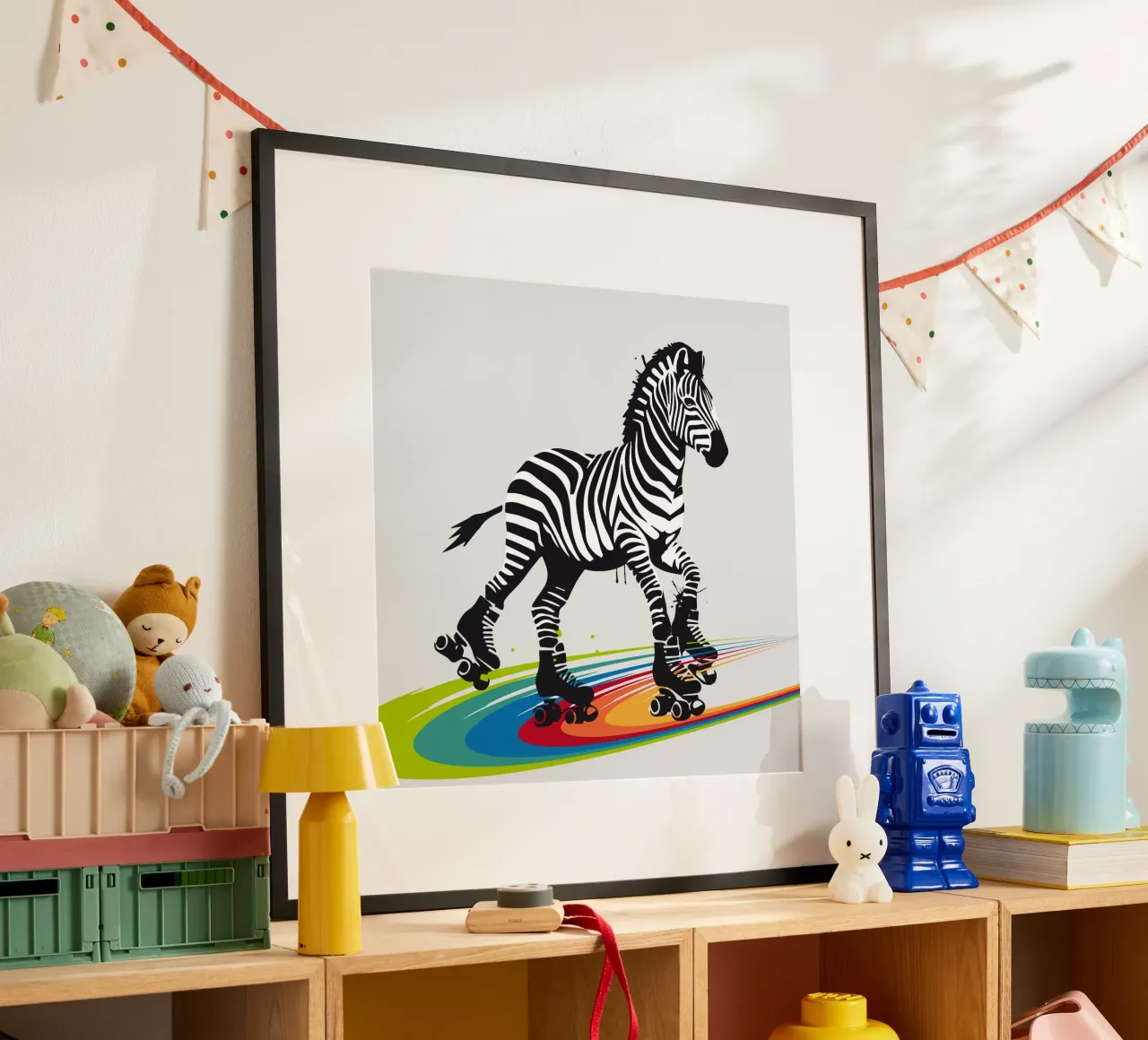 Zebra con pattini a rotelle in stile stencil poster da namosh