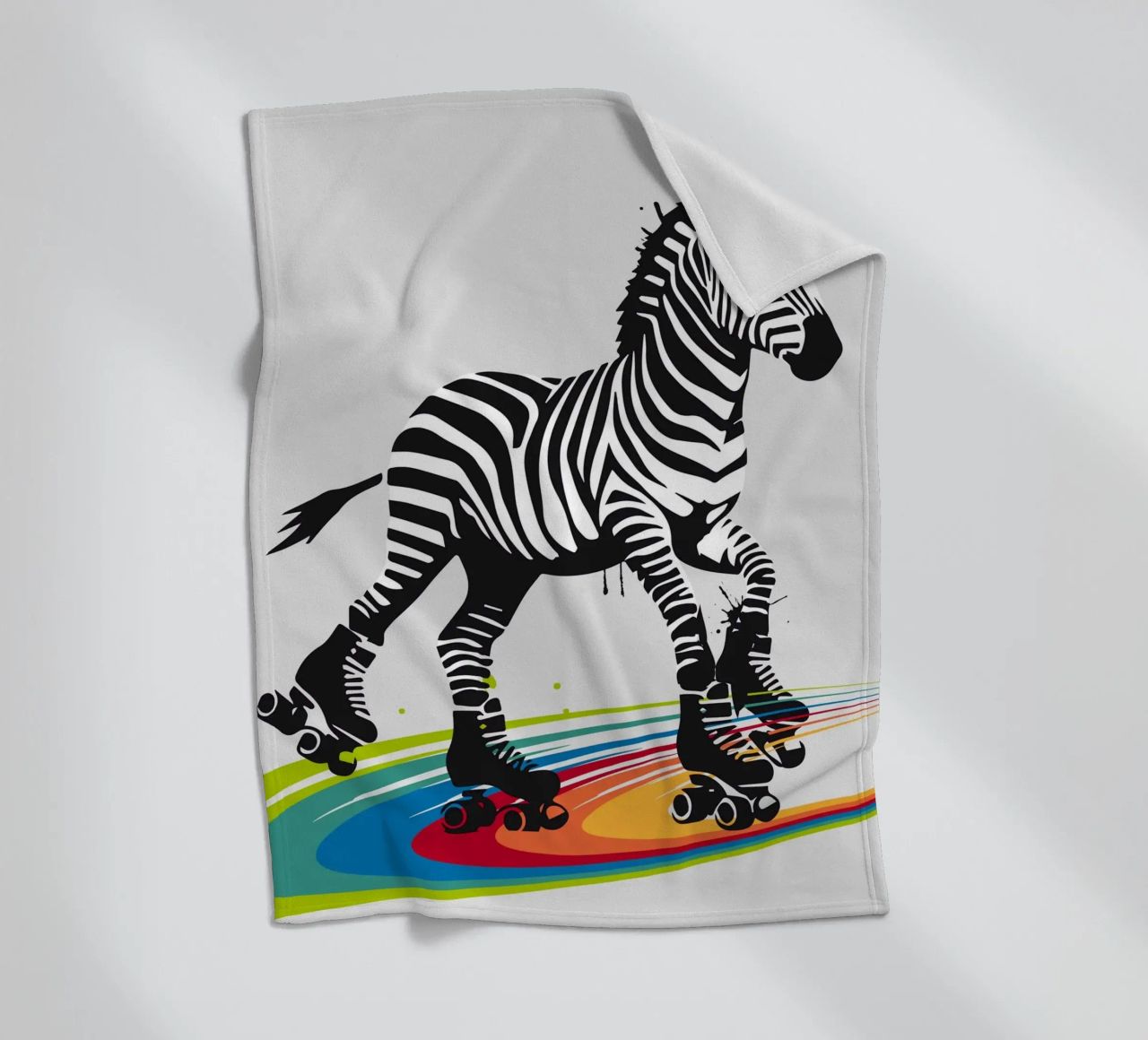 Zebra con pattini a rotelle in stile stencil coperta in pile da namosh