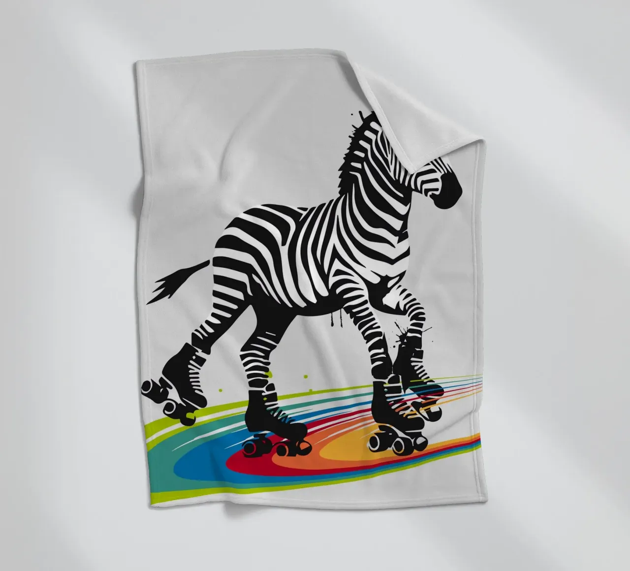 Zebra con pattini a rotelle in stile stencil coperta in pile da namosh