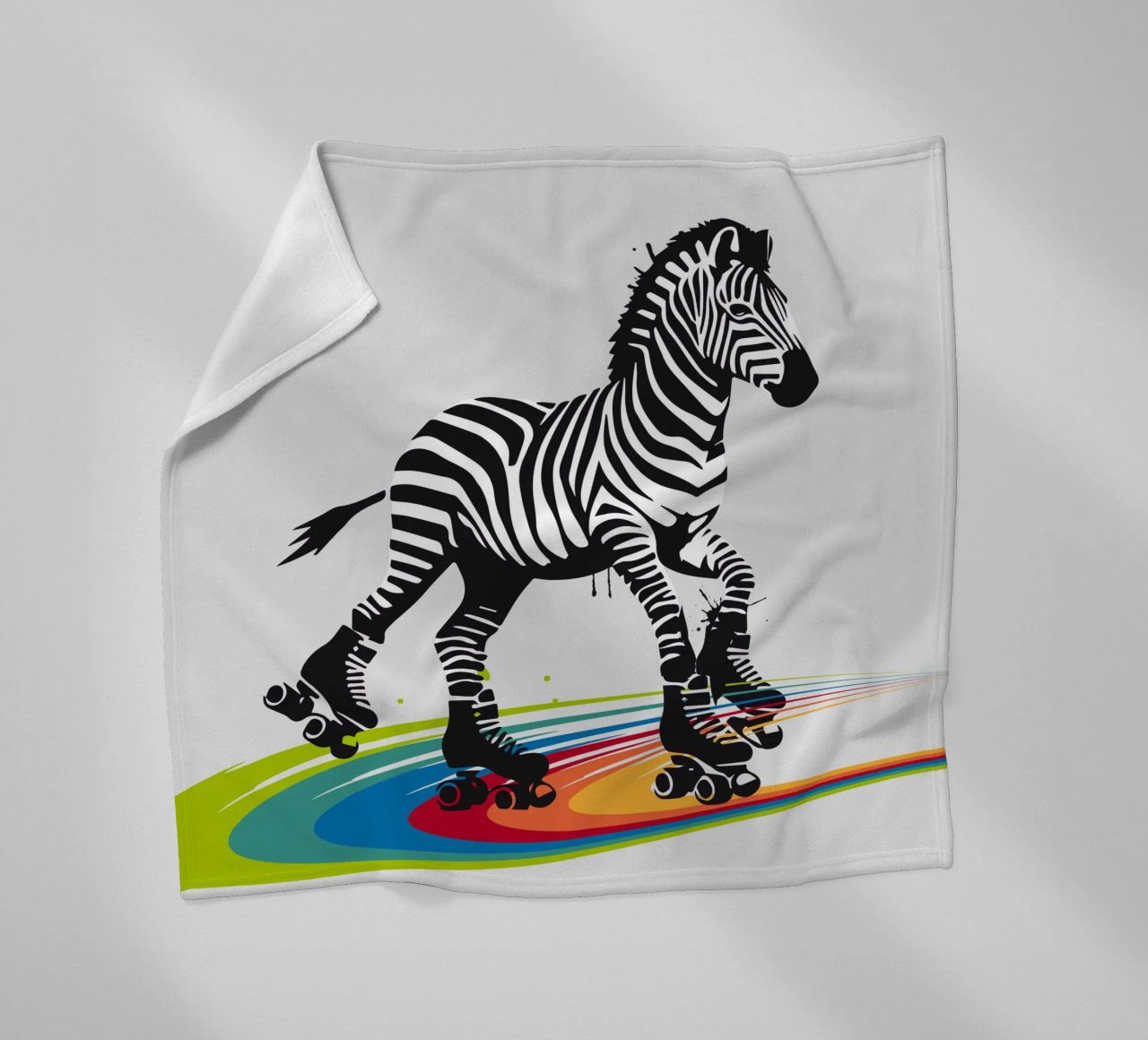 Zebra con pattini a rotelle in stile stencil coperta in pile da namosh