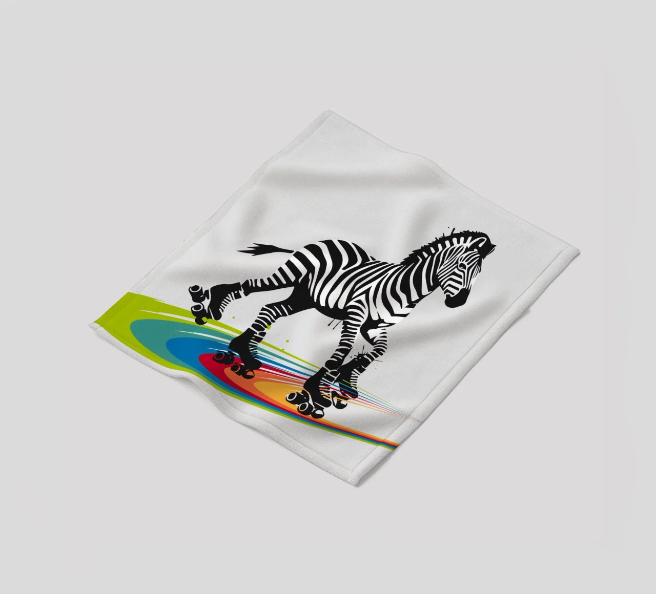 Zebra con pattini a rotelle in stile stencil coperta in pile da namosh