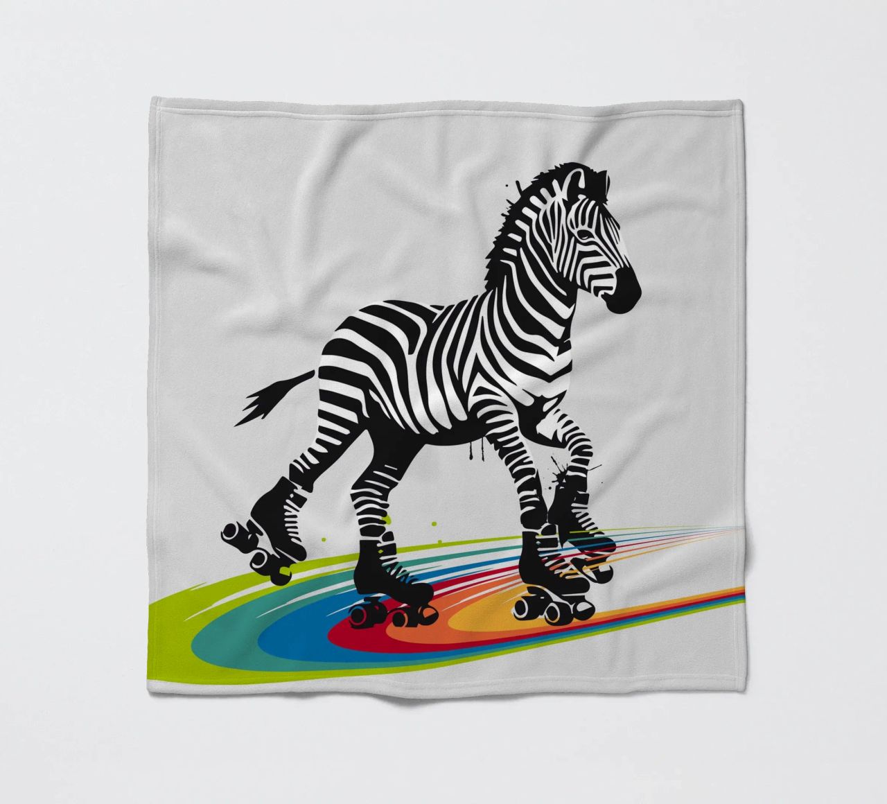 Zebra con pattini a rotelle in stile stencil coperta in pile da namosh