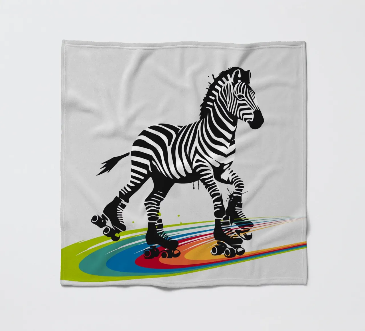 Zebra con pattini a rotelle in stile stencil coperta in pile da namosh