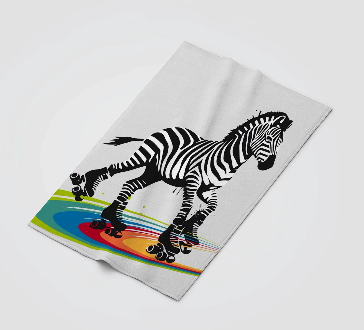 Zebra con pattini a rotelle in stile stencil coperta in pile da namosh