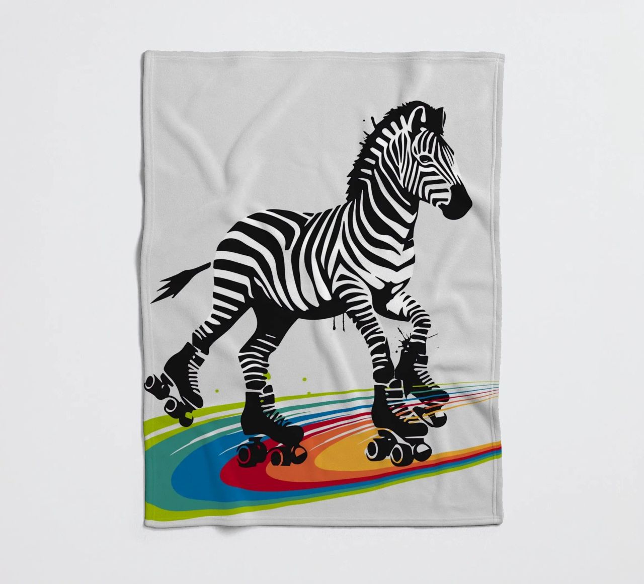 Zebra con pattini a rotelle in stile stencil coperta in pile da namosh