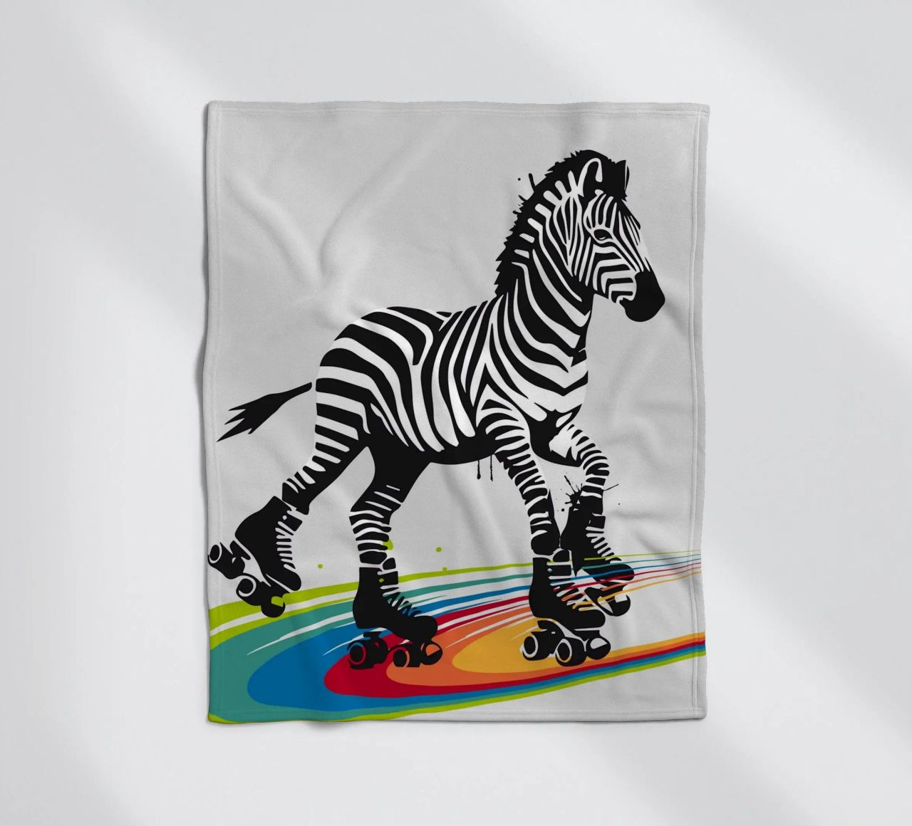 Zebra con pattini a rotelle in stile stencil coperta in pile da namosh