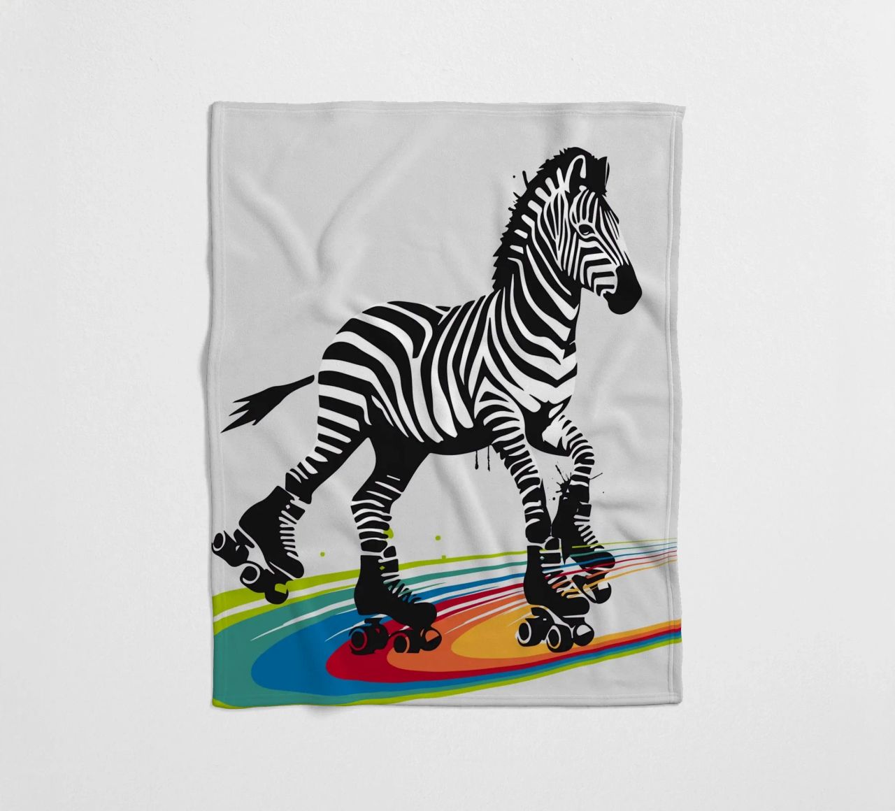 Zebra con pattini a rotelle in stile stencil coperta in pile da namosh