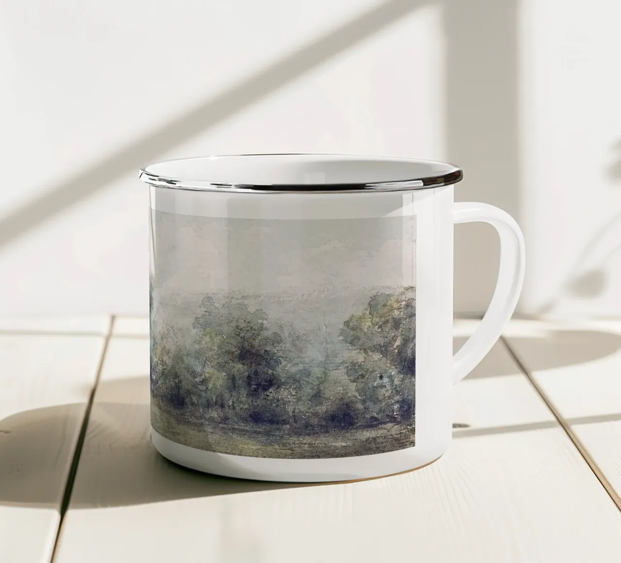 Farmhouse Country Landscape enamel mug by apoloprints