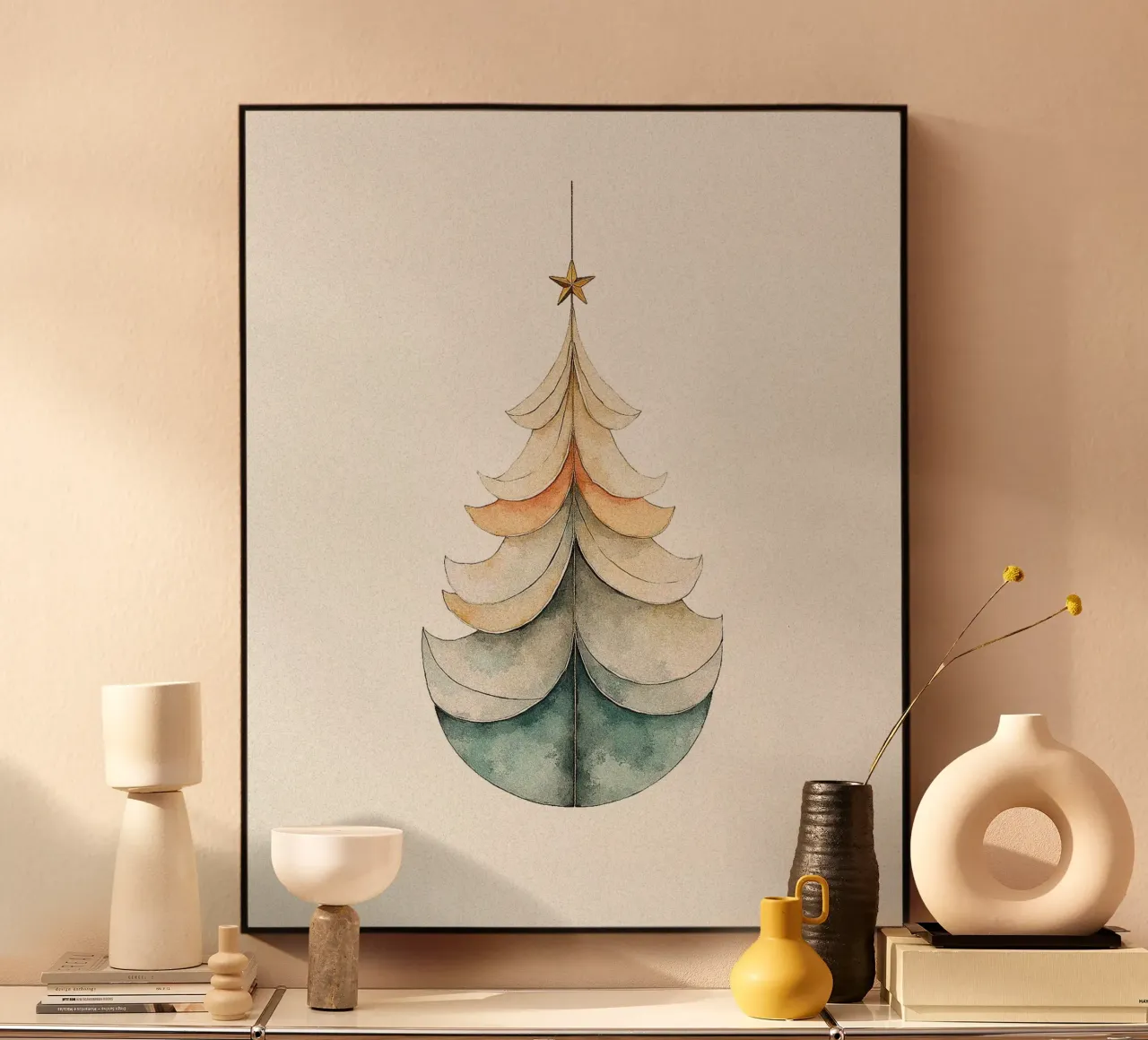 Ilustración de un árbol de Navidad (4) metacrilato de Lisa Jureczko Arts Illustration