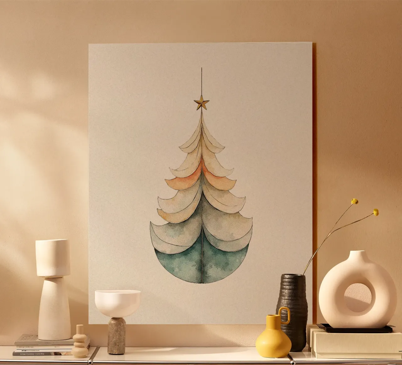 Ilustración de un árbol de Navidad (4) metacrilato de Lisa Jureczko Arts Illustration