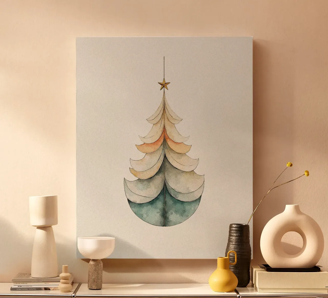 Illustrazione di un albero di Natale (4) tela con Cornice a cassetta da Lisa Jureczko Arts Illustration