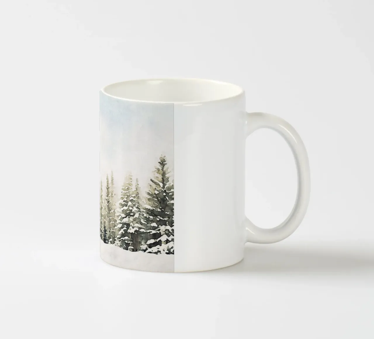 Snowy Pine Tree Watercolor tazza in ceramica da apoloprints