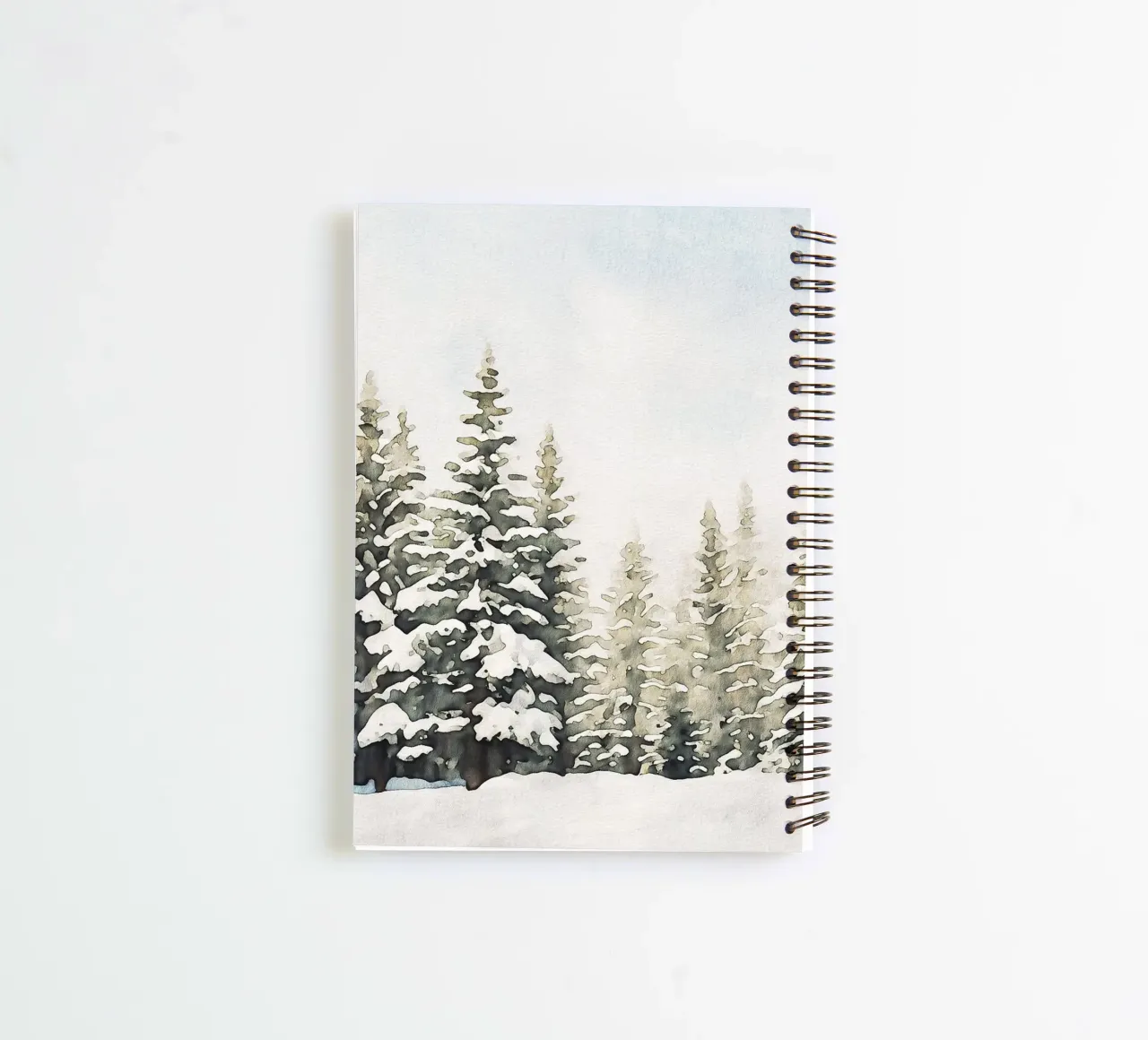 Snowy Pine Tree Watercolor spiral notebook by apoloprints