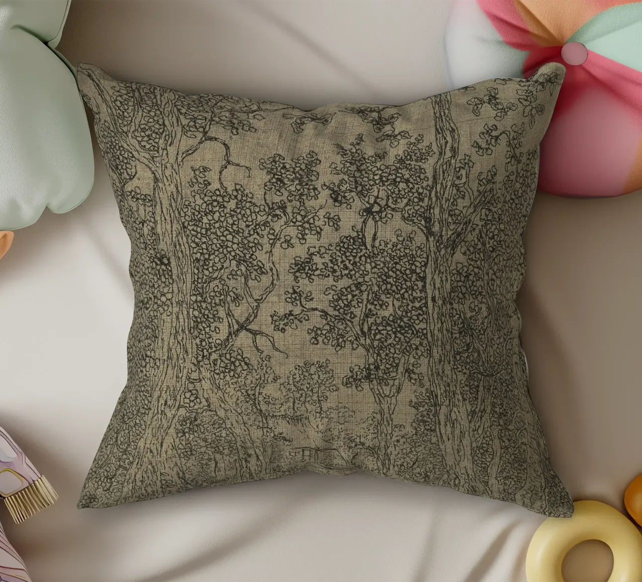 Sage Green Textile Sketch cuscino da apoloprints