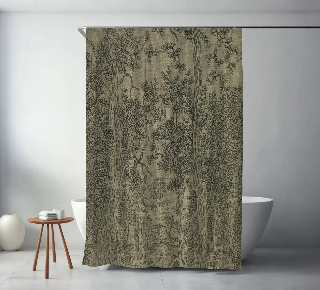 Sage Green Textile Sketch tenda da doccia da apoloprints